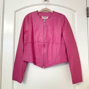 Nygard Collection Petites Pink Leather Jacket Lined Zip Front 6P